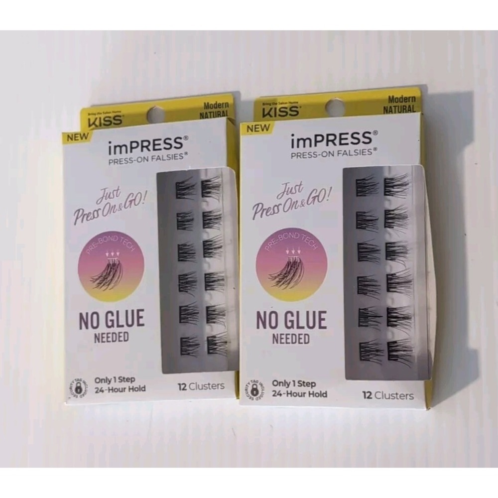 Lot Of 2 Kiss Impress Press-On Falsies Lashes 12 Clusters Modern Natural ILS03